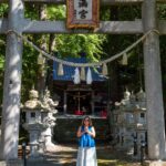 In front of the temple