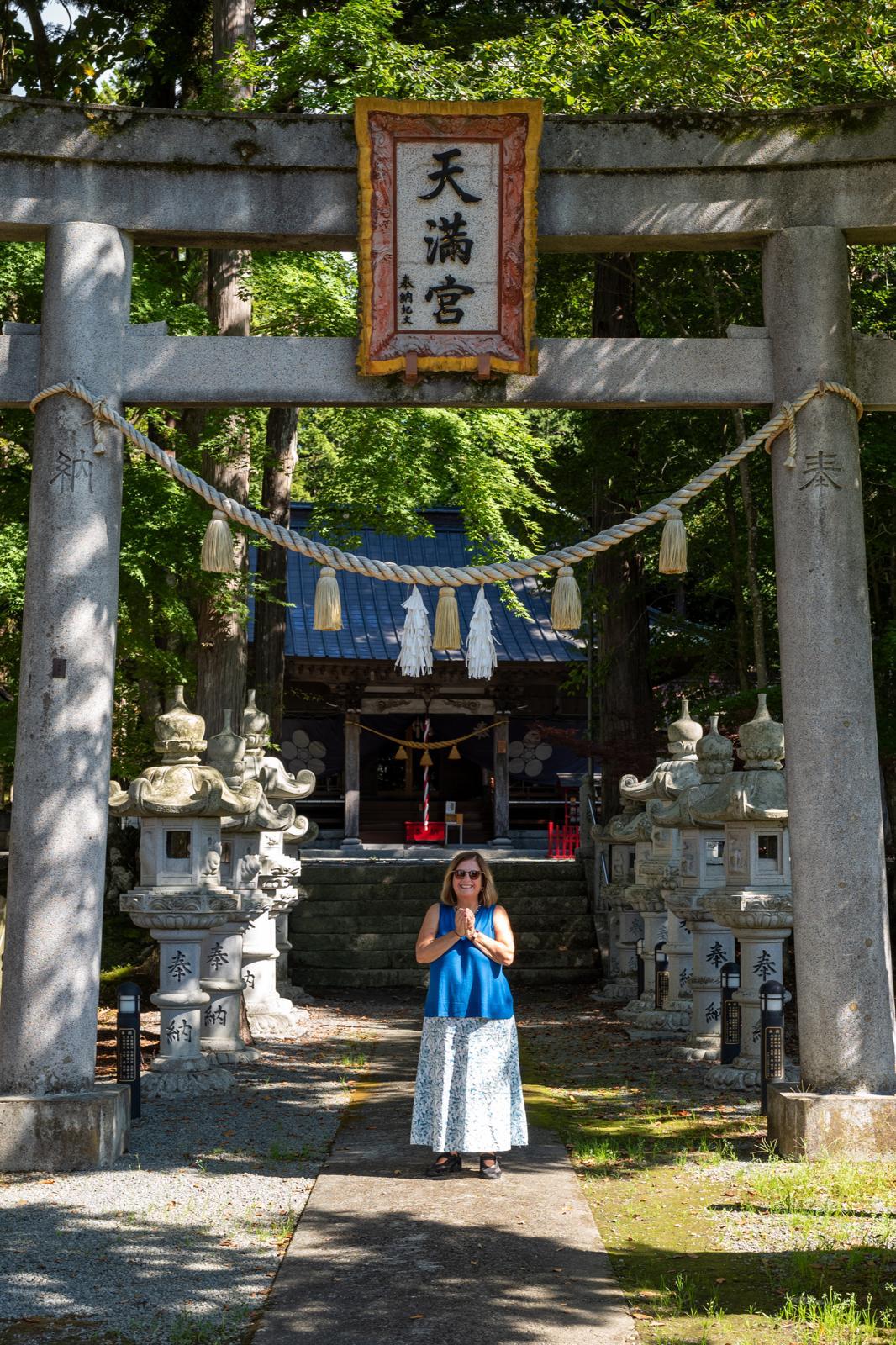 In front of the temple